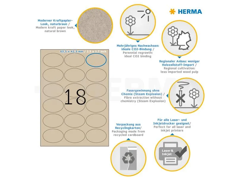 HERMA Vielzweck-Etiketten 63.5 x 42.3 mm, 20 Blatt HERMA Vielzweck-Etiketten 63.5 x 42.3 mm, 20 Blatt