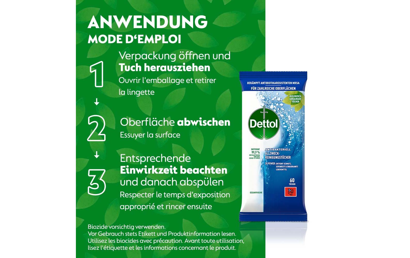 Dettol Allzweck-Reinigungstücher Ozeanfrische 60 Stück