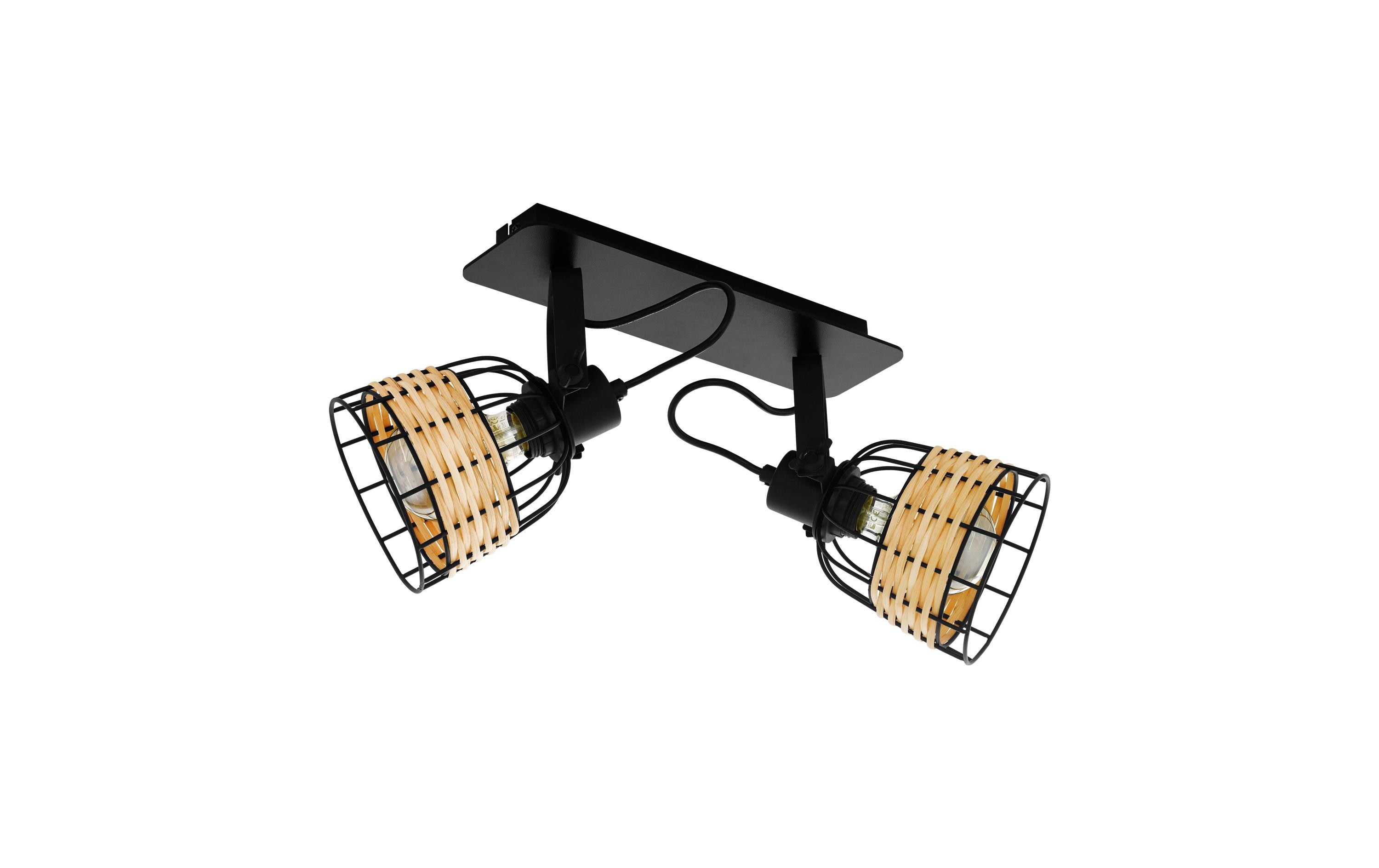 EGLO Leuchten Deckenleuchte ANWICK 1 2x E27 Schwarz/Natur