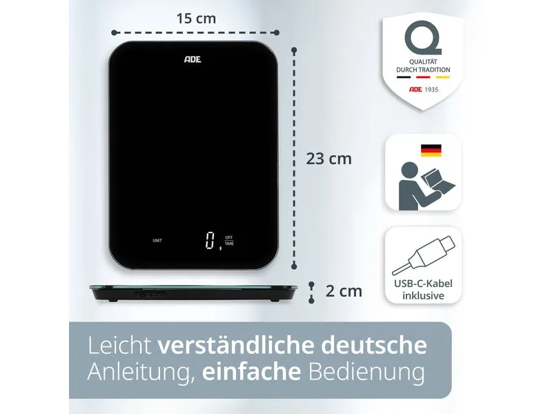 ADE Küchenwaage Tessa KE2301-1 Schwarz ADE Küchenwaage Tessa KE2301-1 Schwarz