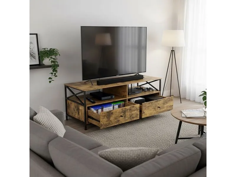 relaxdays TV-Möbel 120 x 40 cm, Braun/Schwarz 55 Zoll relaxdays TV-Möbel 120 x 40 cm, Braun/Schwarz 55 Zoll