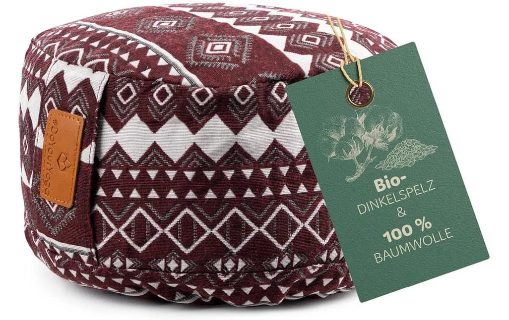 DoYourYoga Yoga-Kissen Vishnu Dinkelspelz, Rot/Weiss