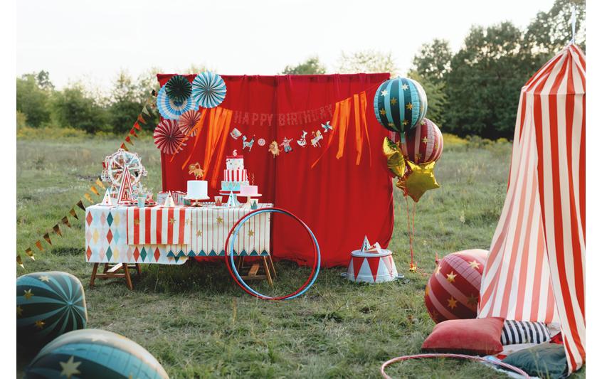 Partydeco Girlande Happy Birthday Zirkus, farbig, 275 cm