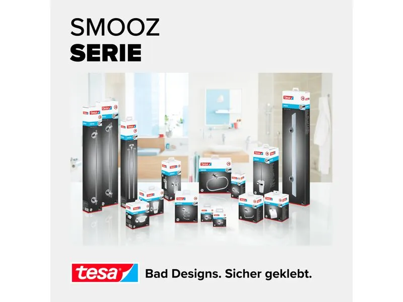 tesa Smooz Zahnputzbecher satiniertes Glas verchromt ohne Bohren tesa Smooz Zahnputzbecher satiniertes Glas verchromt ohne Bohren
