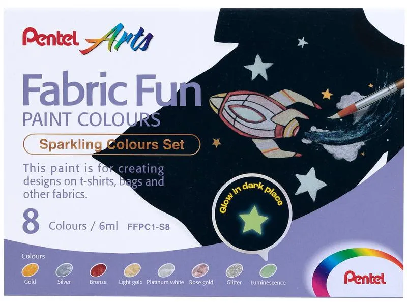 pentel Textilfarbe 8-Glitter Farben Set pentel Textilfarbe 8-Glitter Farben Set