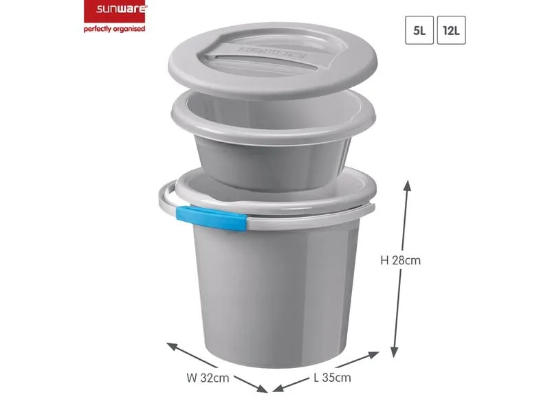 Sigma Home Putzeimer Water-Line 3-teilig 12 l, Grau