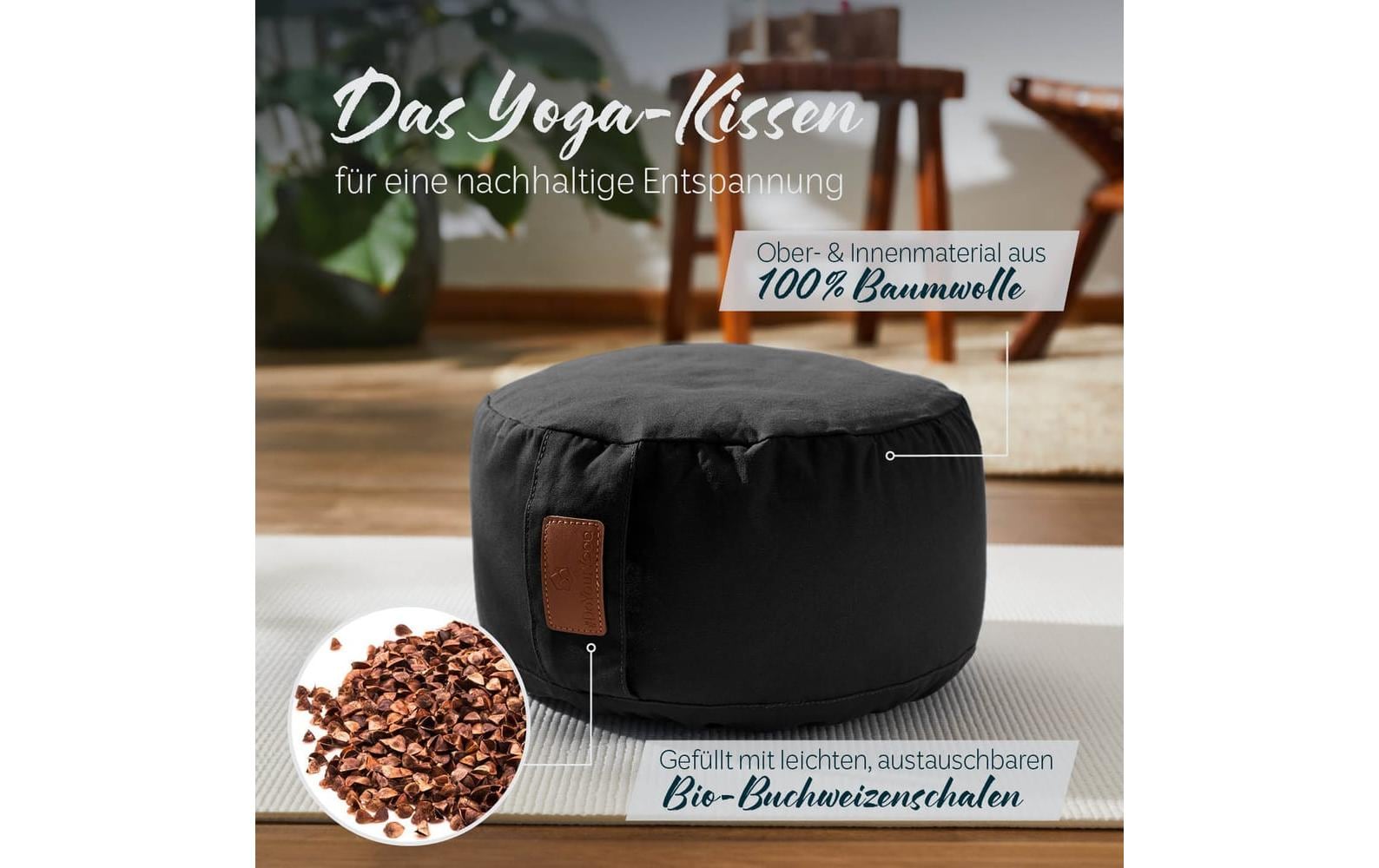 DoYourYoga Yoga-Kissen Vishnu Buchweizenschalen, Schwarz