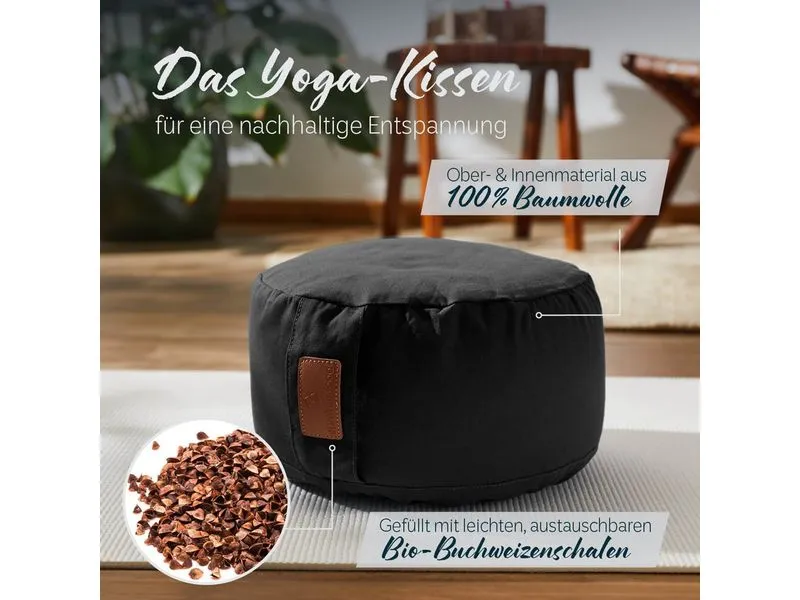 DoYourYoga Yoga-Kissen Vishnu Buchweizenschalen, Schwarz