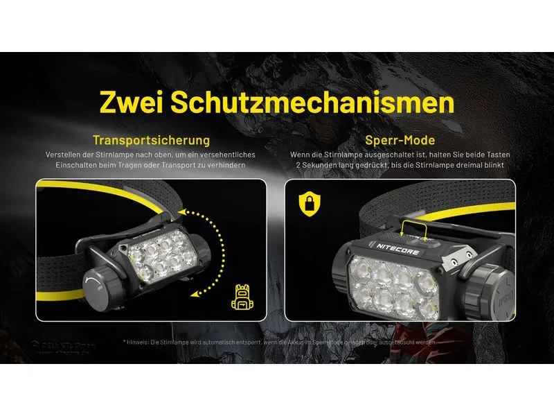 Nitecore Stirnlampe HC75UHE 3000 lm Gelb/Schwarz Nitecore Stirnlampe HC75UHE 3000 lm Gelb/Schwarz