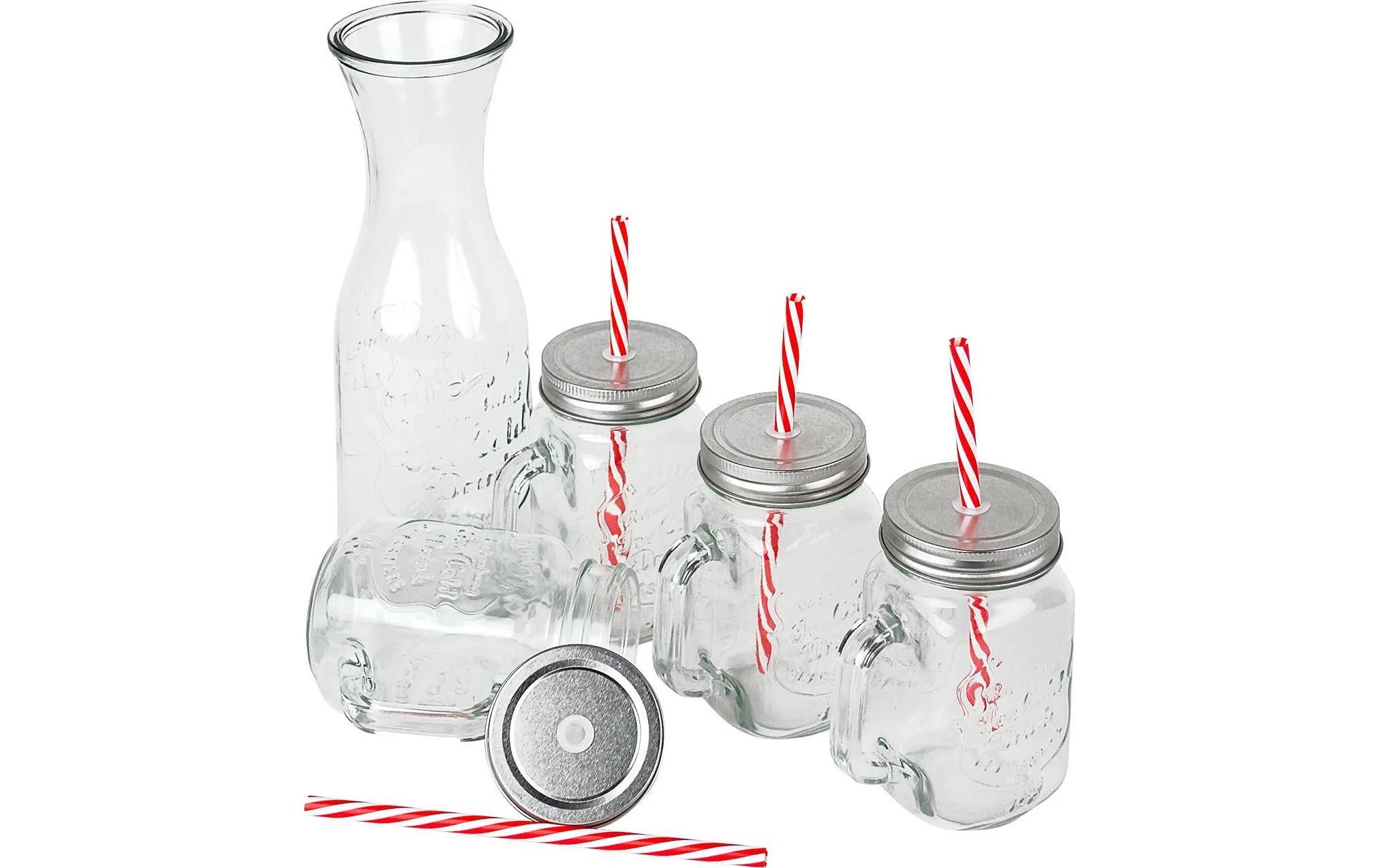 ALPINA Trinkglas mit Halm und Karaffe 420 ml, 1 Stück, Transparent