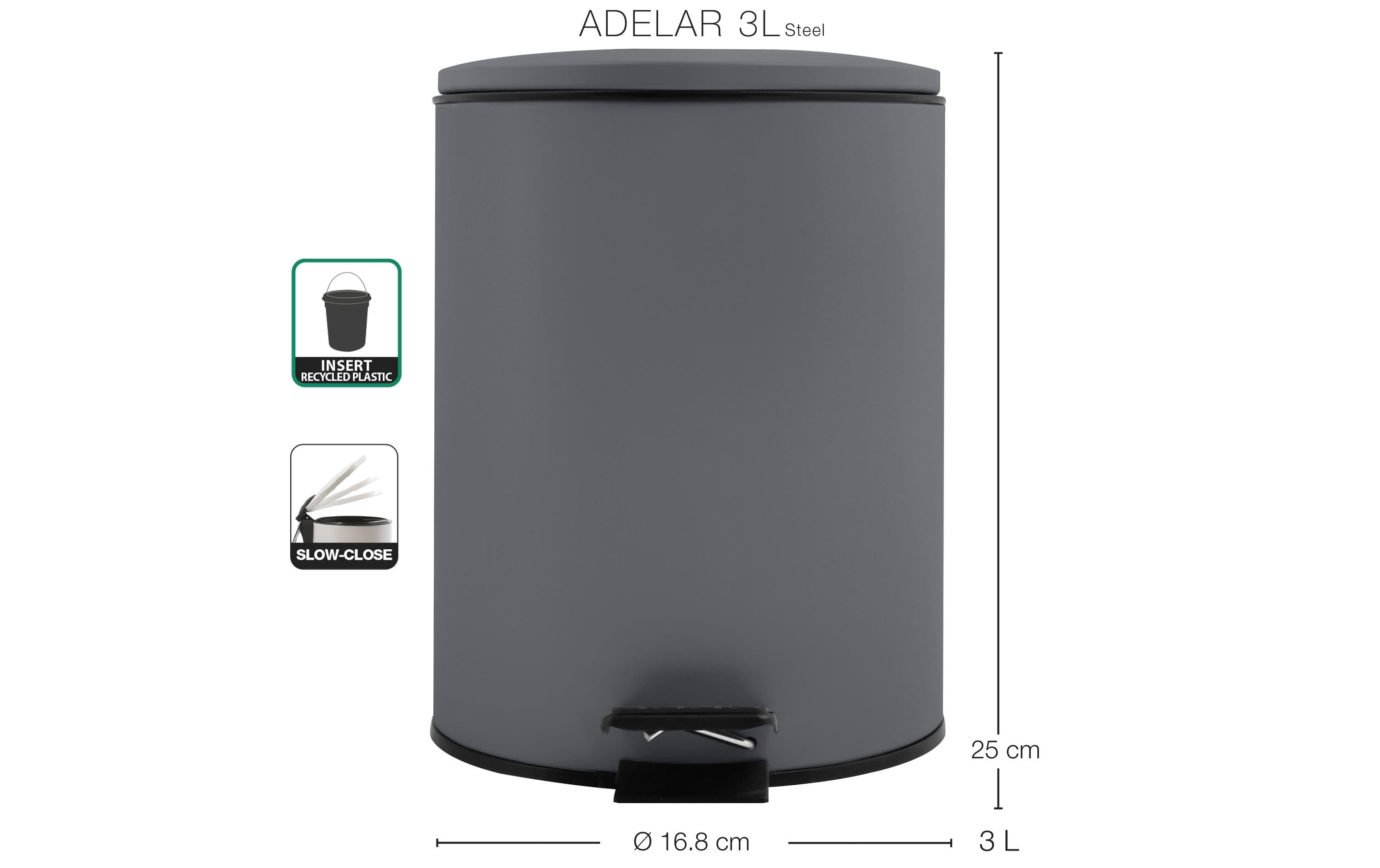 spirella Treteimer Adelar 3 l, Dunkelgrau