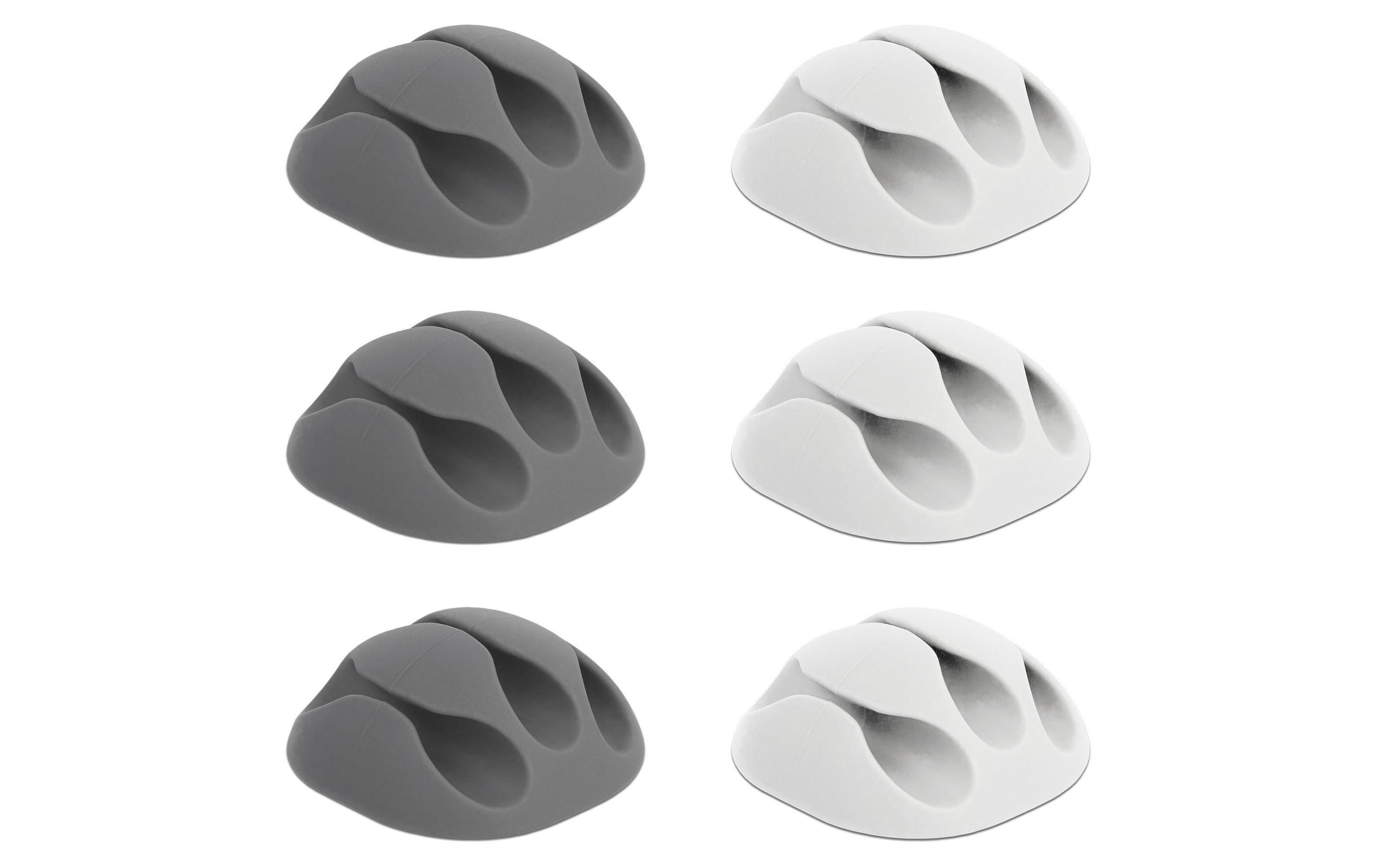 Delock Kabelhalter 5 mm, 2x3 Stück, weiss, grau, 3 Durchführungen Delock Kabelhalter 5 mm, 2x3 Stück, weiss, grau, 3 Durchführungen