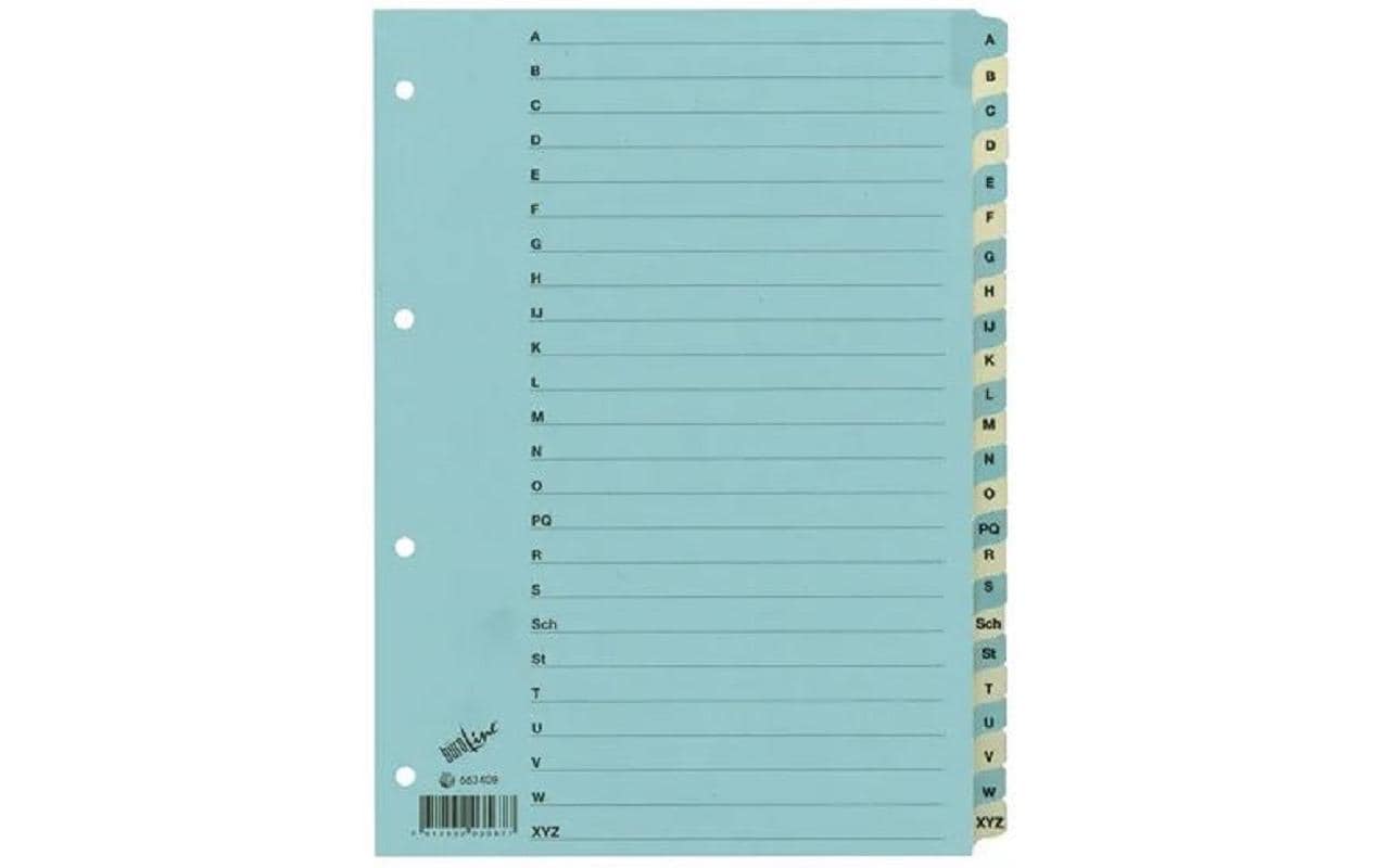 Büroline Register A4, 1 Reihe, A – Z verstärkt Blau/Beige Büroline Register A4, 1 Reihe, A – Z verstärkt Blau/Beige