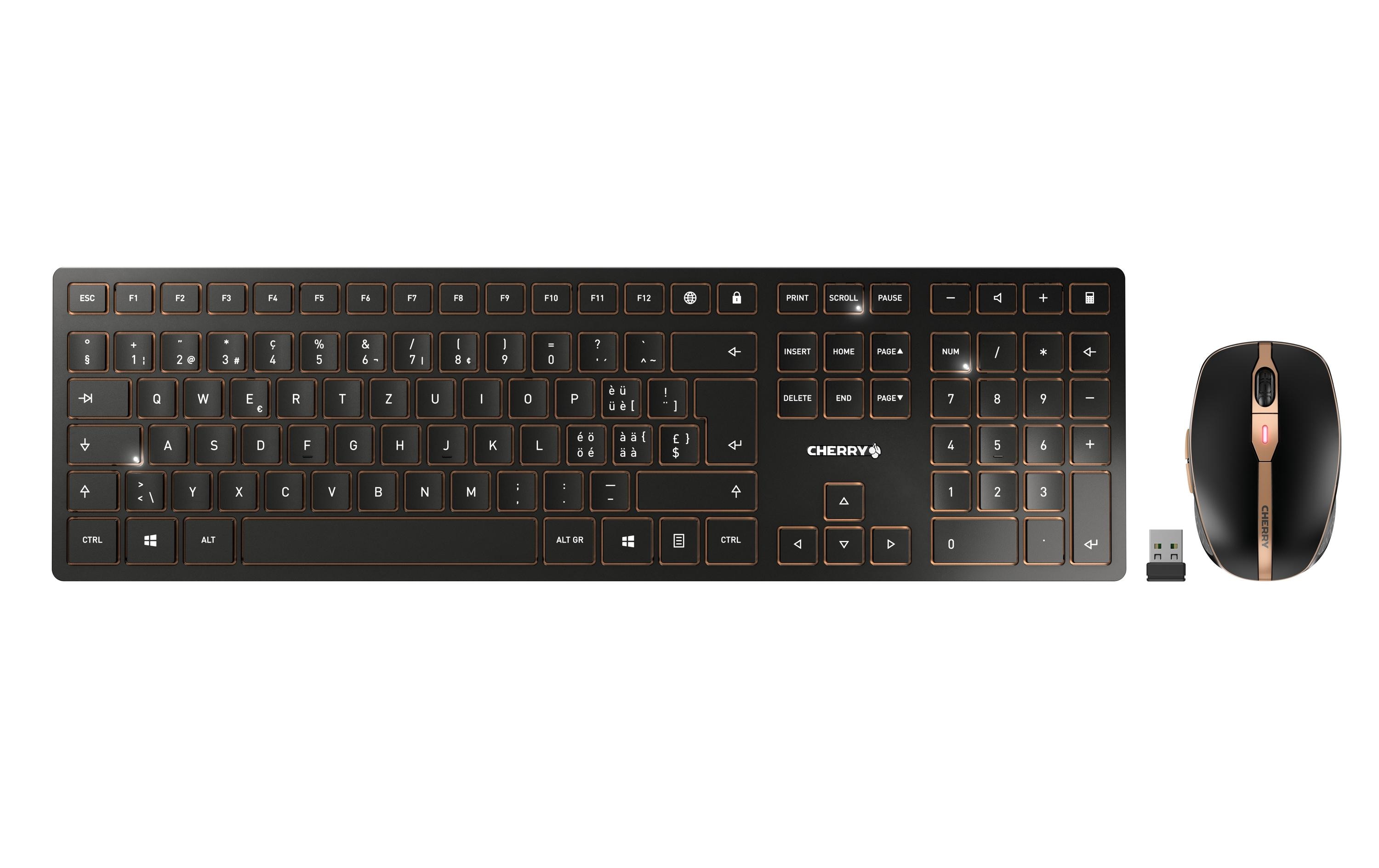 Cherry Tastatur-Maus-Set DW 9100 Slim Schwarz / Bronze Cherry Tastatur-Maus-Set DW 9100 Slim Schwarz / Bronze