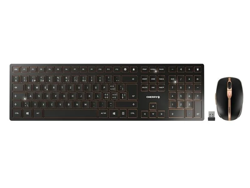 Cherry Tastatur-Maus-Set DW 9100 Slim Schwarz / Bronze Cherry Tastatur-Maus-Set DW 9100 Slim Schwarz / Bronze