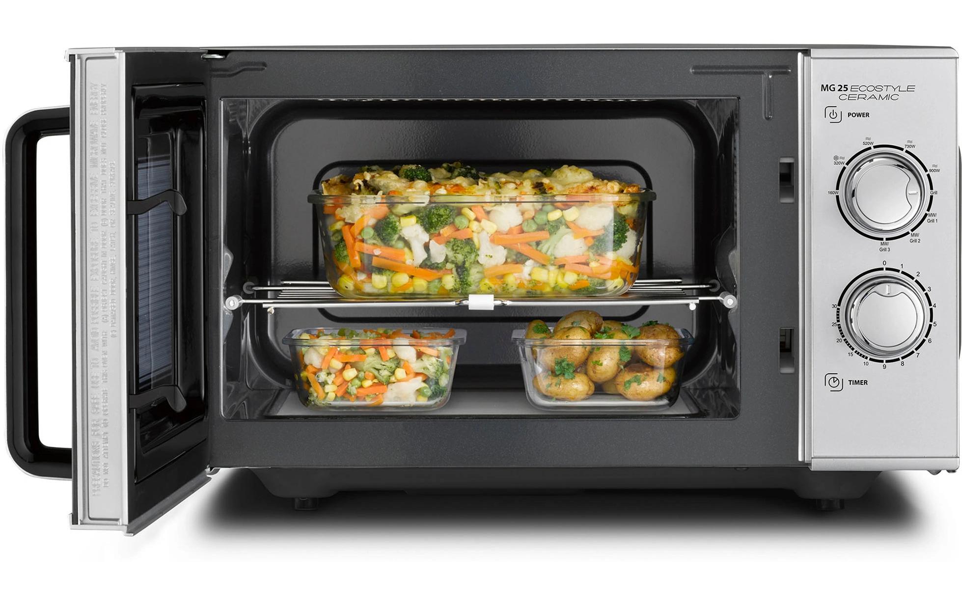 Caso Mikrowelle mit Grill MG 25 Ecostyle Ceramic Schwarz/Silber