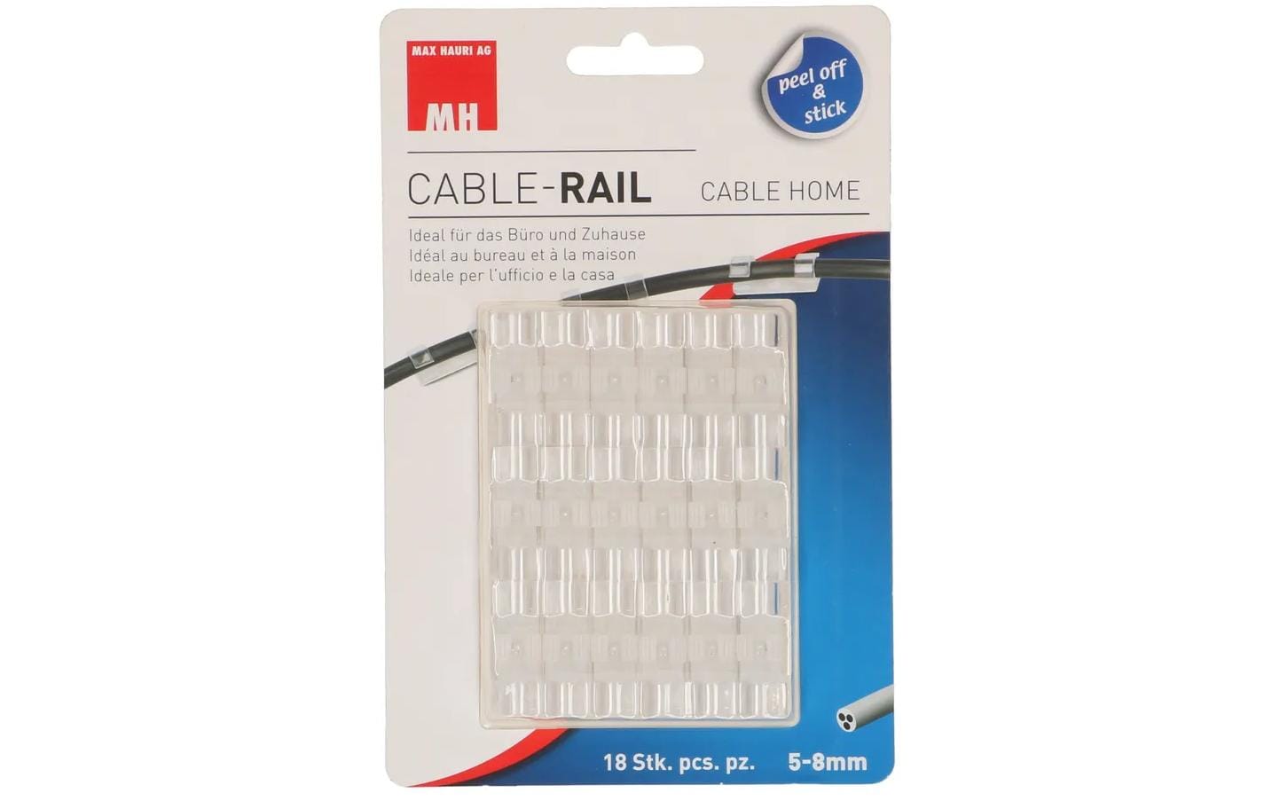 Max Hauri Kabel-Clip Set 8 mm, transparent, 18 Stück