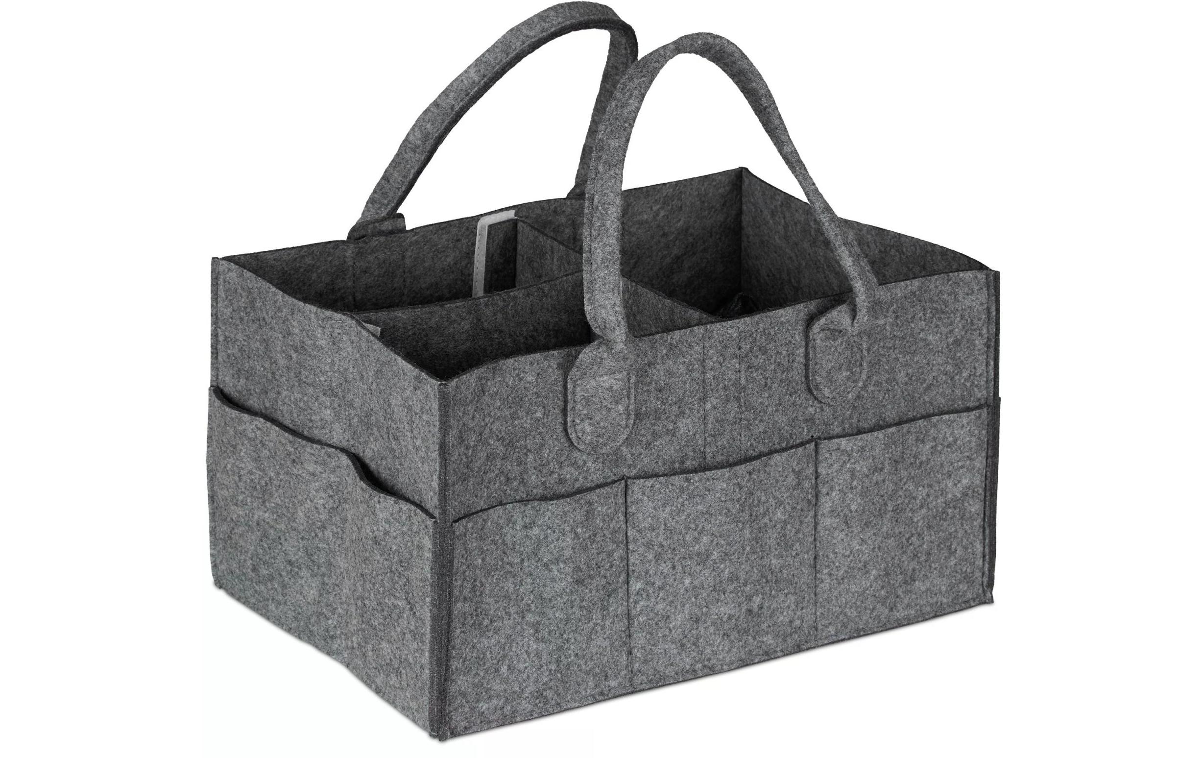 relaxdays Pflegekörbchen Windel Caddy Filz Anthrazit relaxdays Pflegekörbchen Windel Caddy Filz Anthrazit