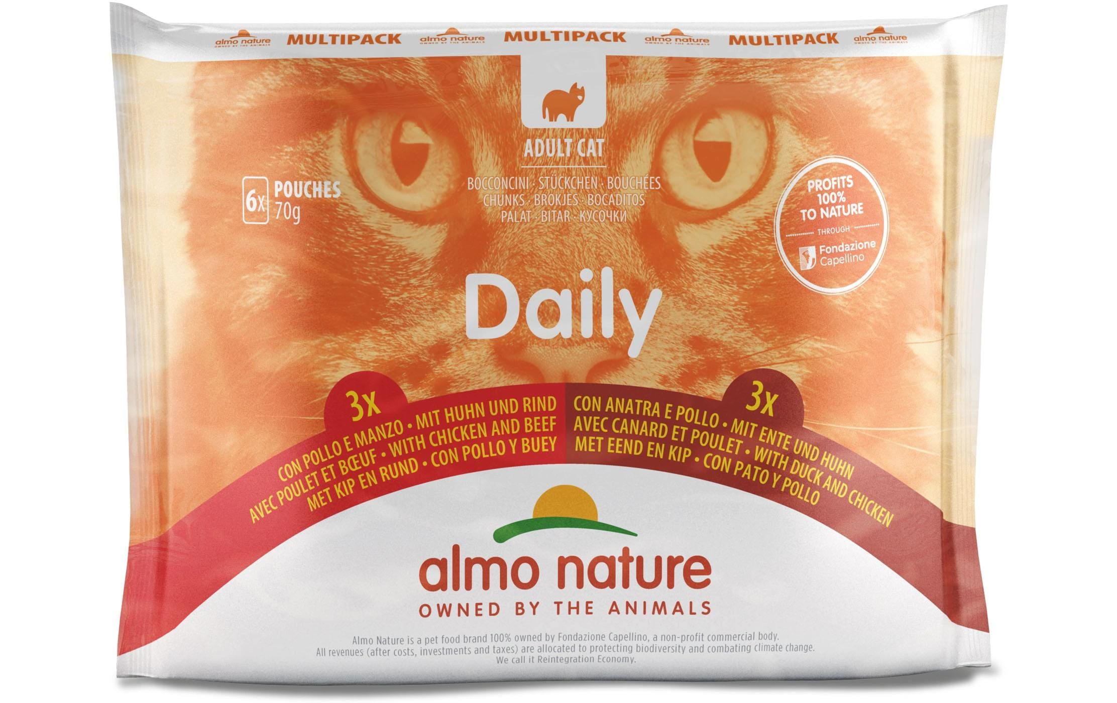 Almo Nature Nassfutter Daily Multipack mit Huhn, Rind und Ente 6 x 70g Almo Nature Nassfutter Daily Multipack mit Huhn, Rind und Ente 6 x 70g