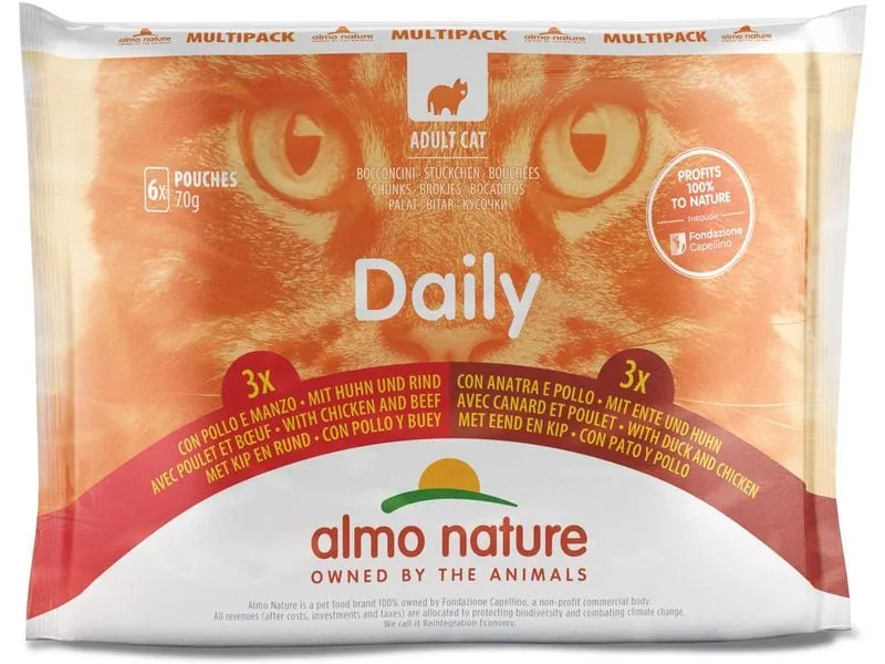 Almo Nature Nassfutter Daily Multipack mit Huhn, Rind und Ente 6 x 70g Almo Nature Nassfutter Daily Multipack mit Huhn, Rind und Ente 6 x 70g