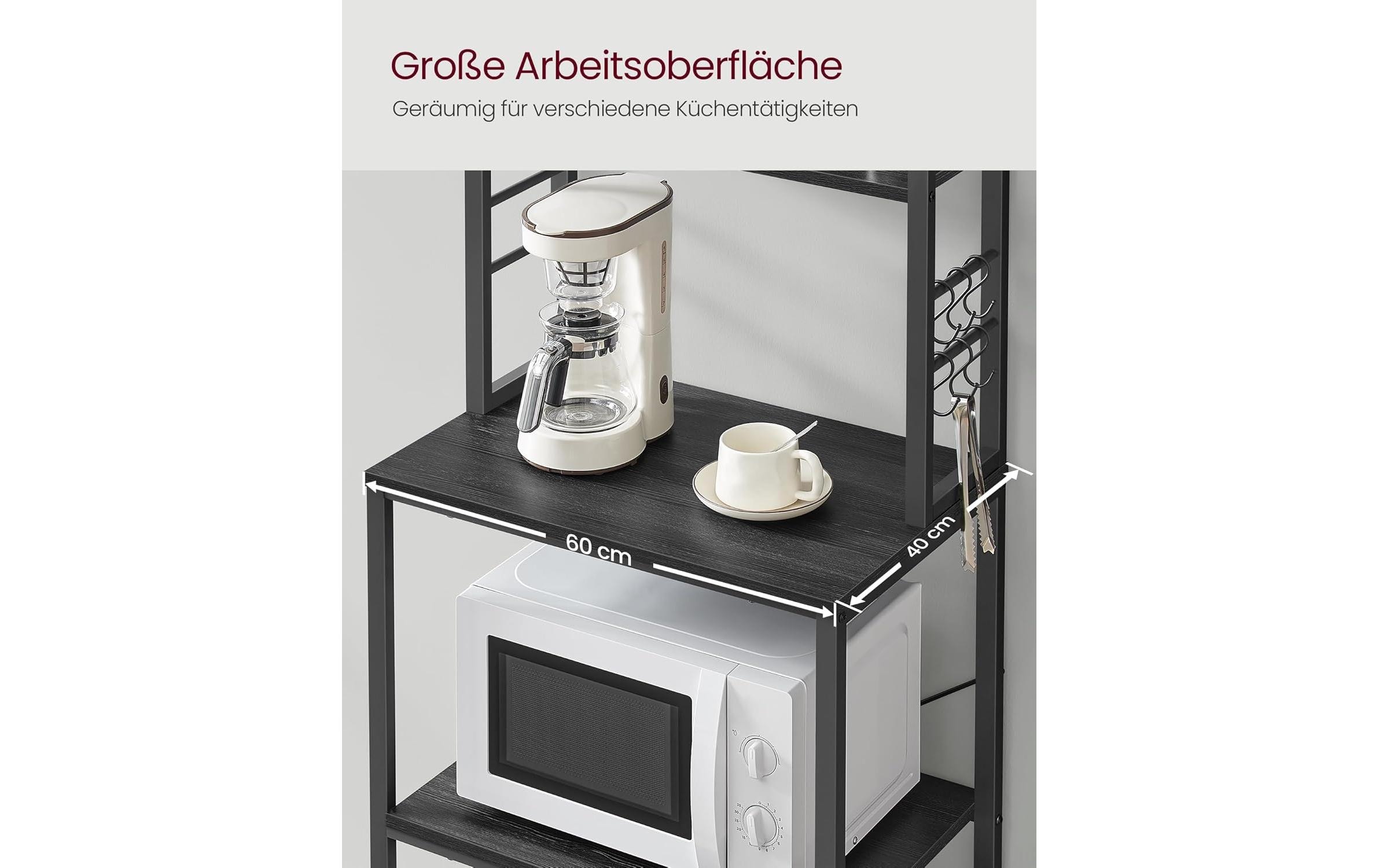 VASAGLE Küchenregal mit 6 Haken Schwarz