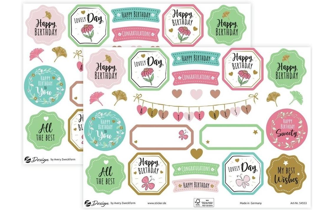 Z-Design Motivsticker Deko, Papier Happy Birthday, Bunt, 50 Aufkleber