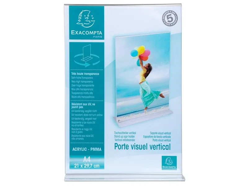 Exacompta Tischaufsteller A4 T-Form Hochformat – Kristall A4 Exacompta Tischaufsteller A4 T-Form Hochformat – Kristall A4