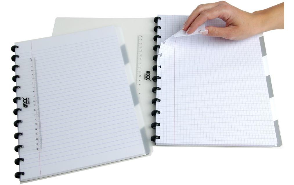 Adoc Notizheft Pap-Ex Black&White mit Register A4, kariert
