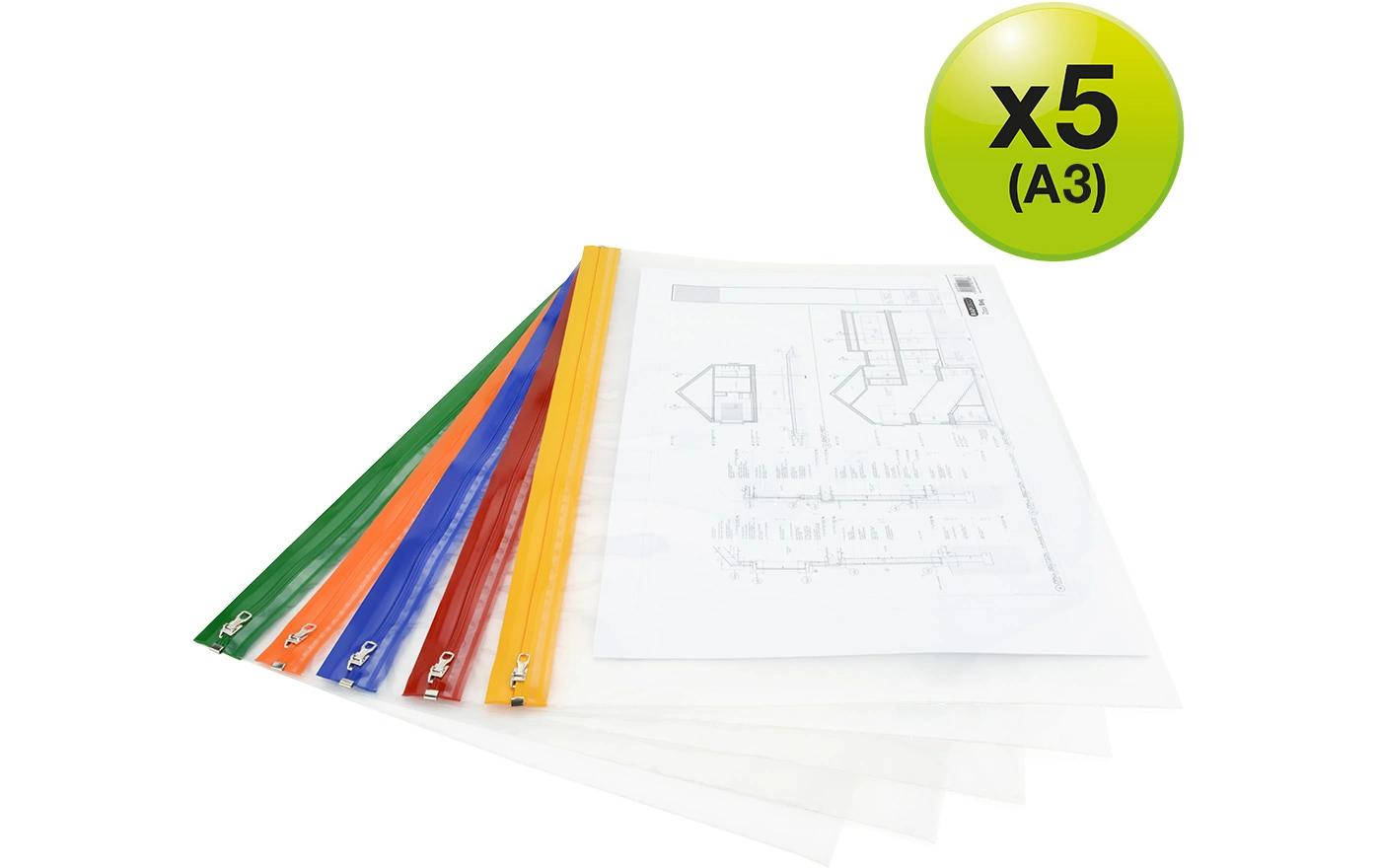 Rapesco A3 Reissverschlussbeutel mit Metallverschluss 5 Stück