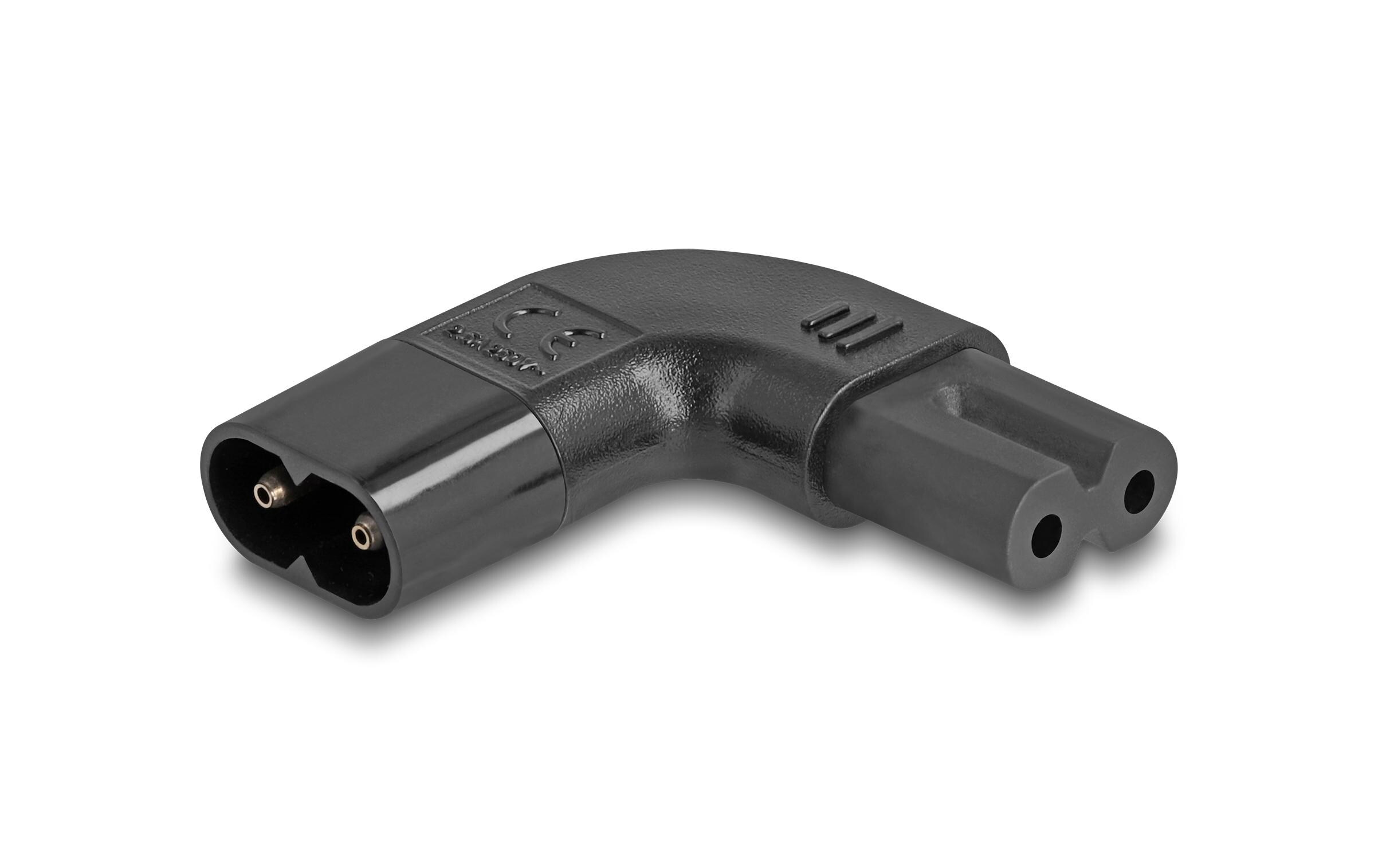 Delock Adapterstecker IEC60320 C8 - C7, gewinkelt L/R Delock Adapterstecker IEC60320 C8 - C7, gewinkelt L/R