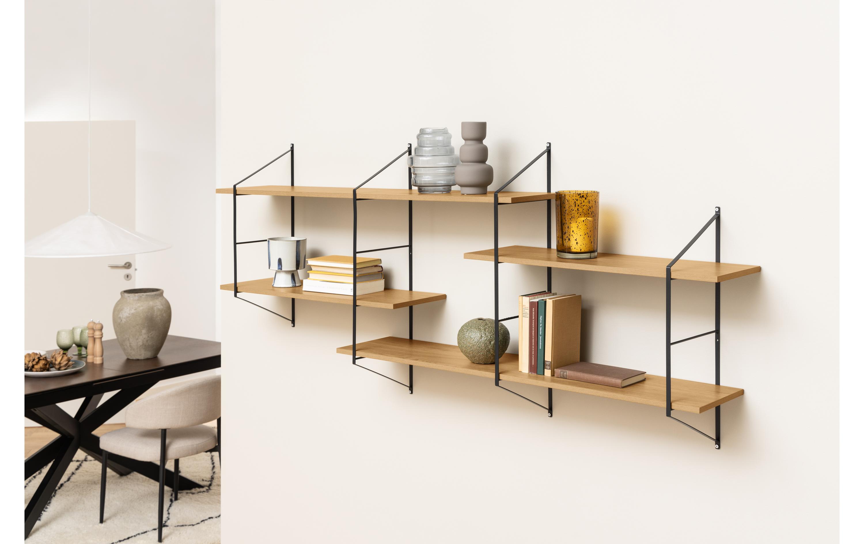 AC Design Wandregal Belfast 191 x 25,5 x 79 cm, Braun/Schwarz