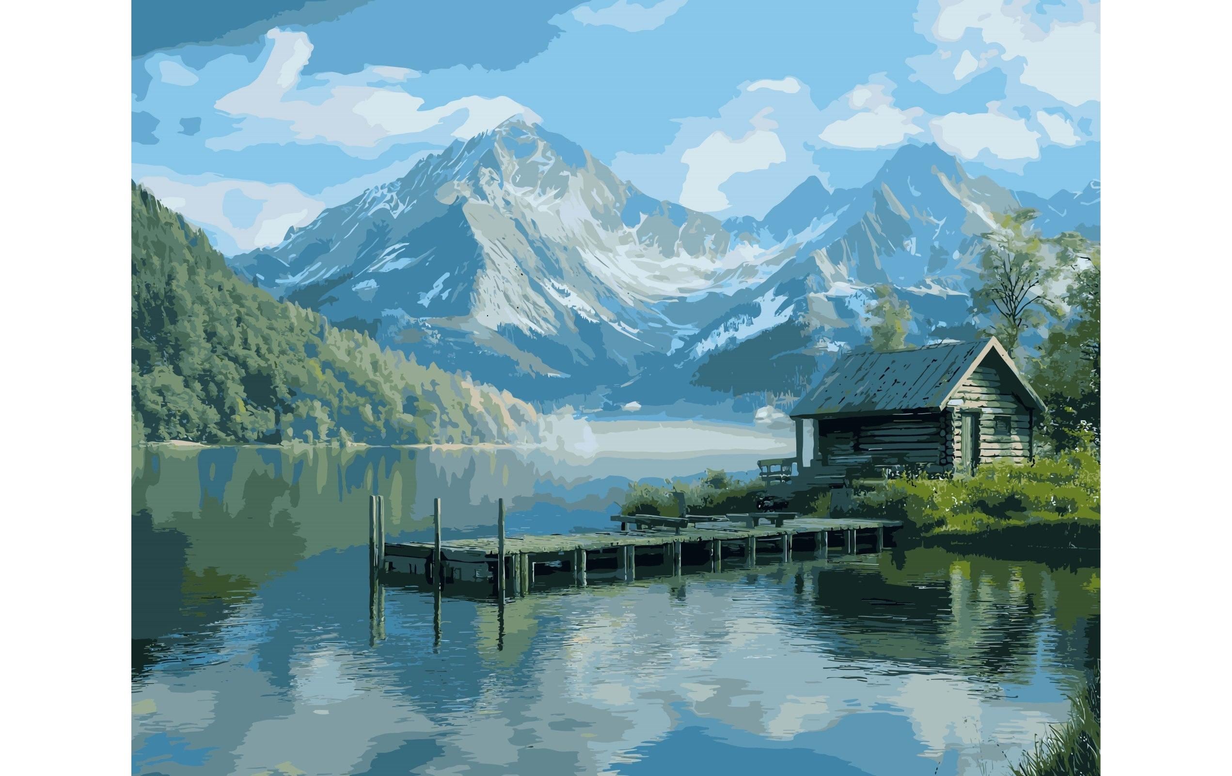 Colorelle Malen nach Zahlen Friedvolle Berglandschaft mit See Colorelle Malen nach Zahlen Friedvolle Berglandschaft mit See