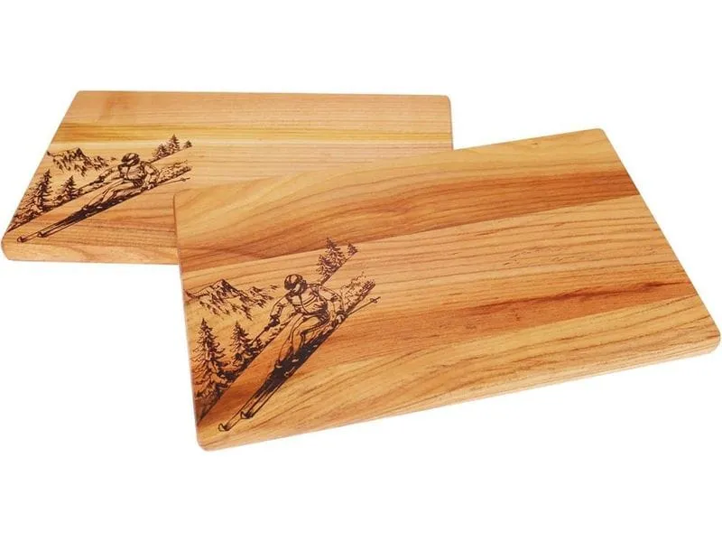 creanorm Schneidebrett FSC Kirsche geölt 30 x 18 cm, Skifahrer Motiv creanorm Schneidebrett FSC Kirsche geölt 30 x 18 cm, Skifahrer Motiv