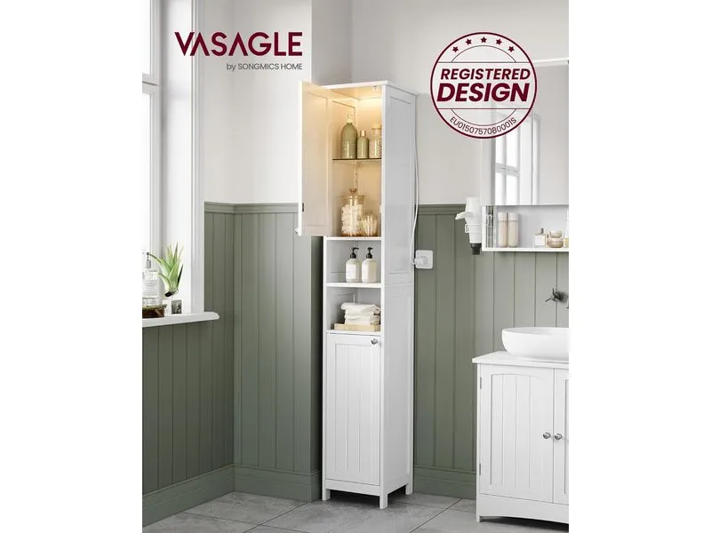 VASAGLE Badezimmerregal 30 x 170 cm, Weiss VASAGLE Badezimmerregal 30 x 170 cm, Weiss
