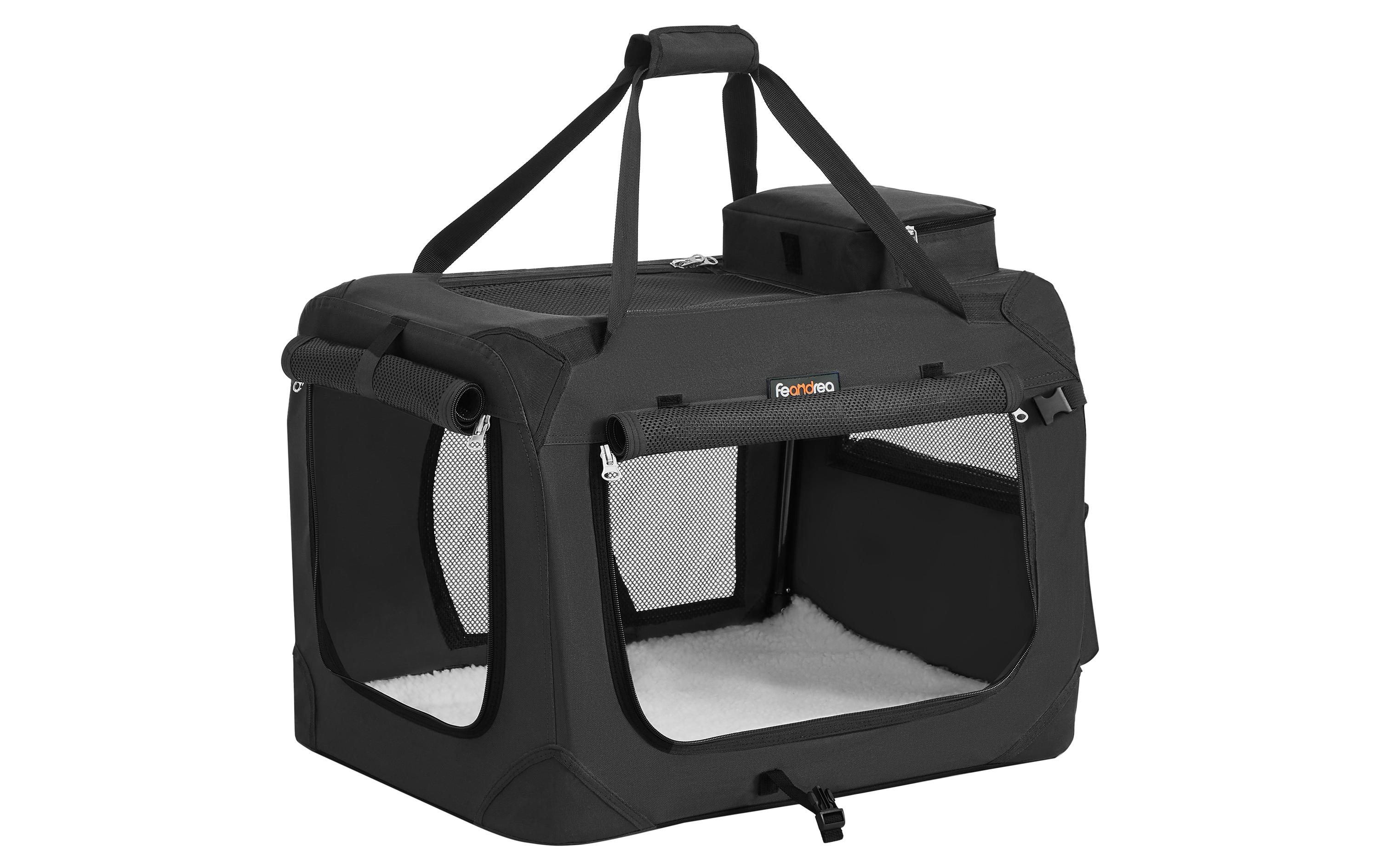 Feandrea Transportbox Haustier, 60 x 42 x 42 cm, Schwarz Feandrea Transportbox Haustier, 60 x 42 x 42 cm, Schwarz