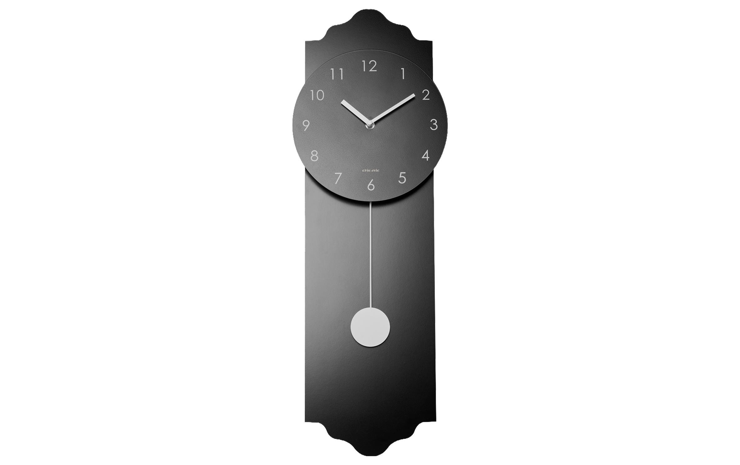 Chic Mic Wanduhr Pendelum Clock 24 x 70 cm, Schwarz