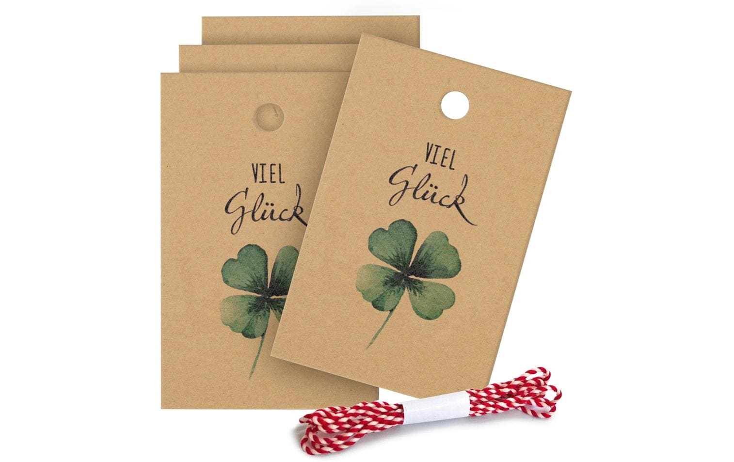 Braun + Company Geschenkanhänger Viel Glück 5 Stück, Braun