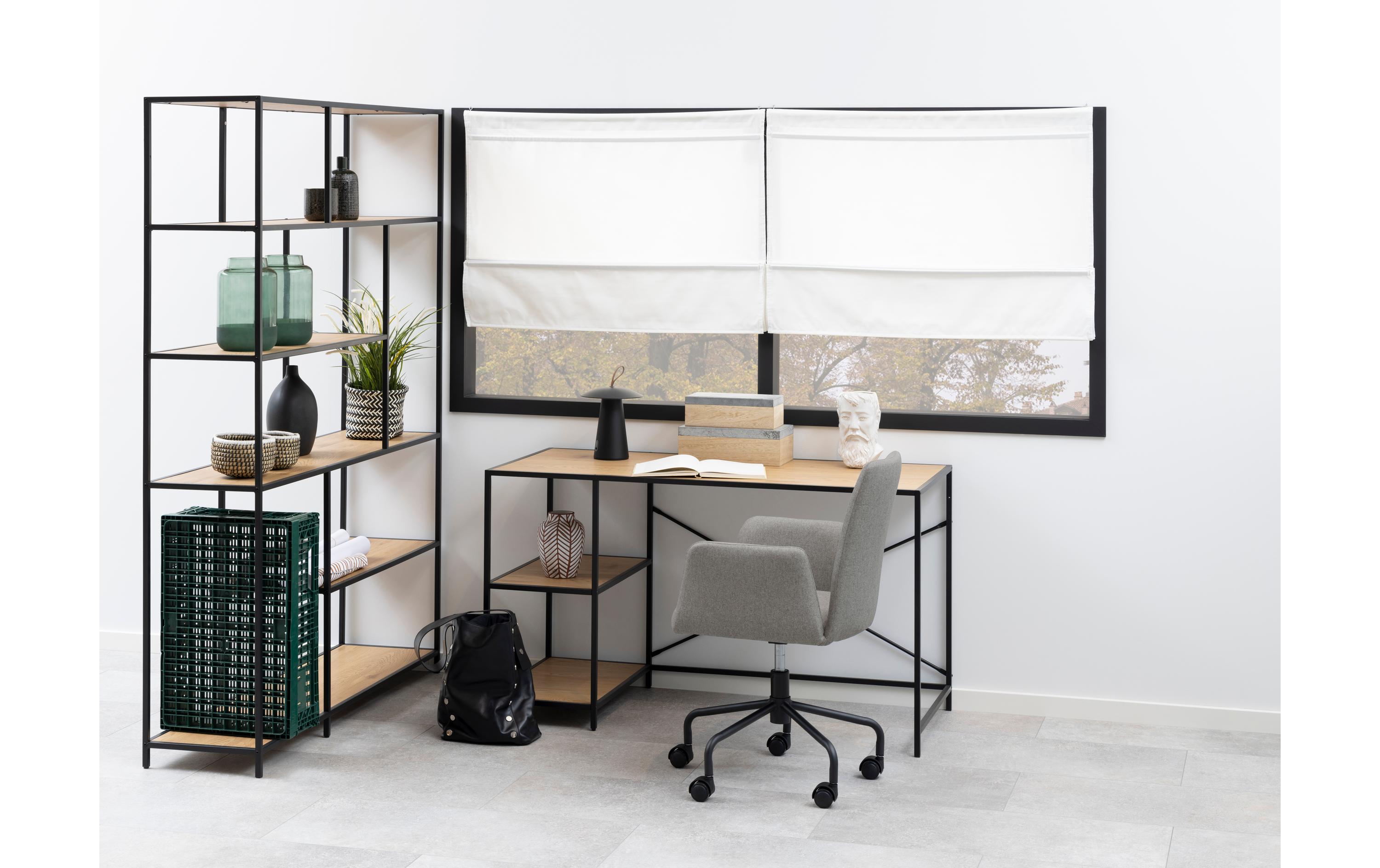 AC Design Regal Seaford 135 x 35 x 185 cm, Eiche/Schwarz