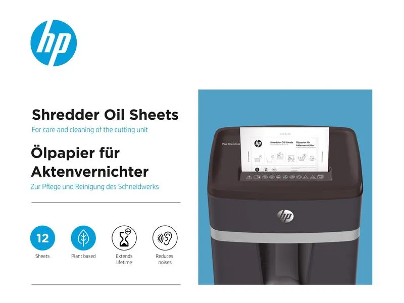 HP Ölpapier für Aktenvernichter A5 12 Stück HP Ölpapier für Aktenvernichter A5 12 Stück