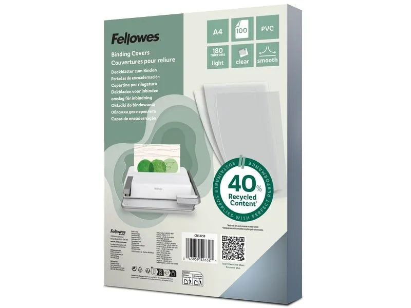 Fellowes Einbanddeckel 180 g/m², 100 Stück, Transparent
