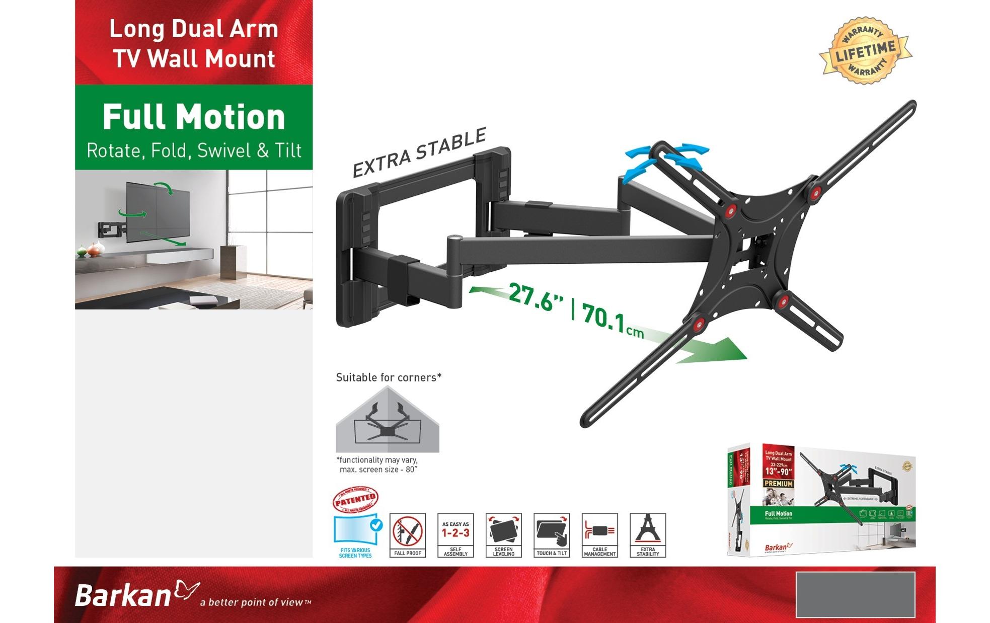 Barkan Wandhalterung WH 464L-SW Schwarz Barkan Wandhalterung WH 464L-SW Schwarz