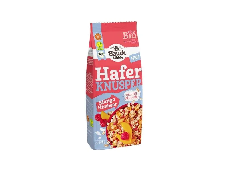 Bauck Mühle Knuspermüesli Hafer, Mango und Himbeere 285 g