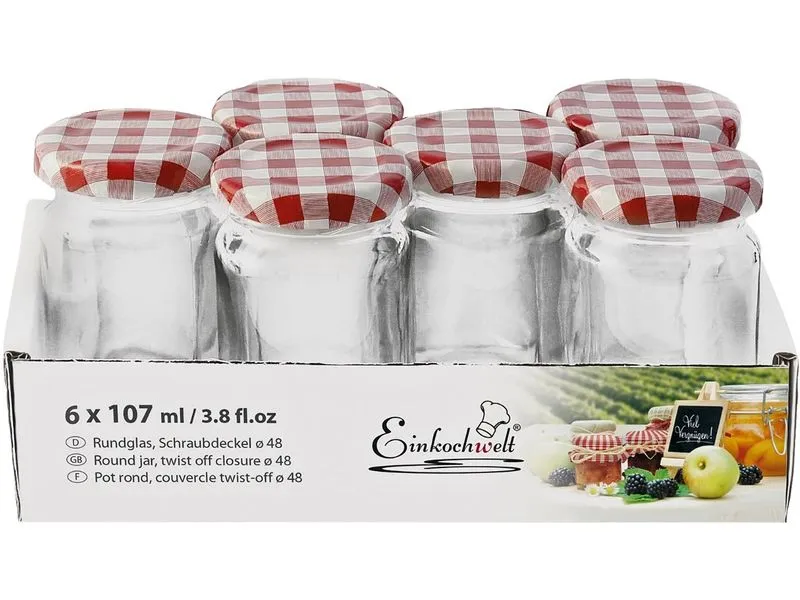Einkochwelt Einmachglas 6 Stück, 107 ml, Ø 48 mm Einkochwelt Einmachglas 6 Stück, 107 ml, Ø 48 mm