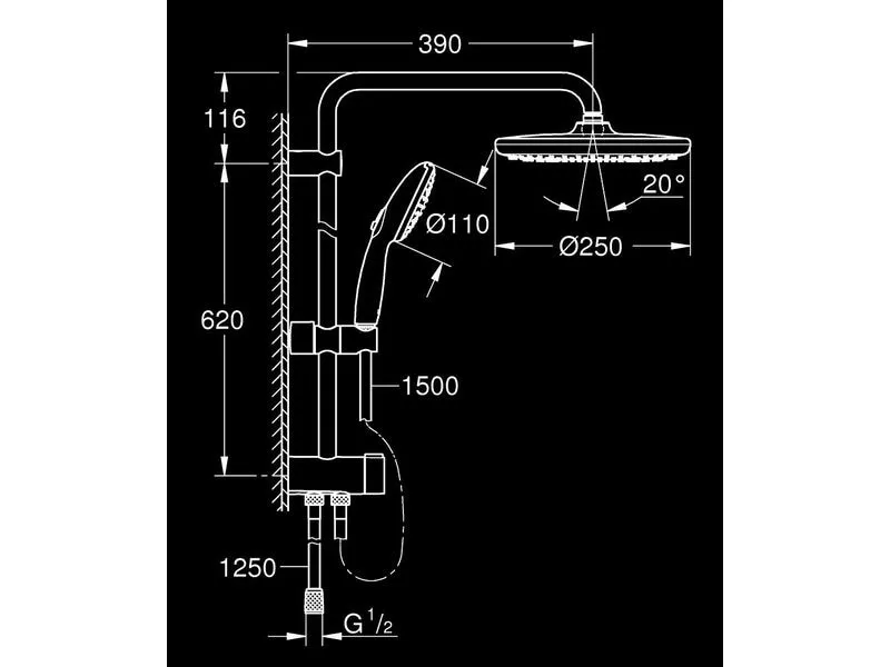 GROHE Duschsystem Vitalio Start 250 Chrom