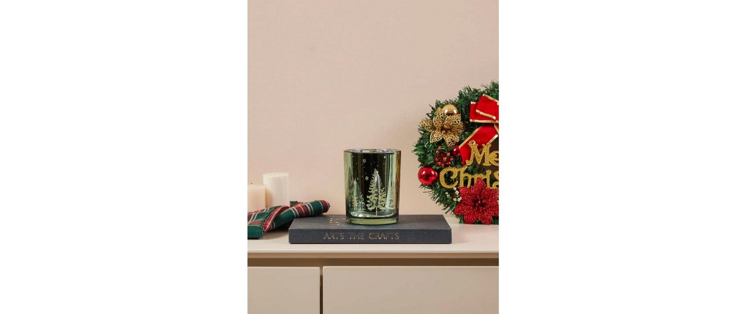 EGLO Teelichthalter Windlicht Christmas Lukut 12.5 cm Grün, Glas