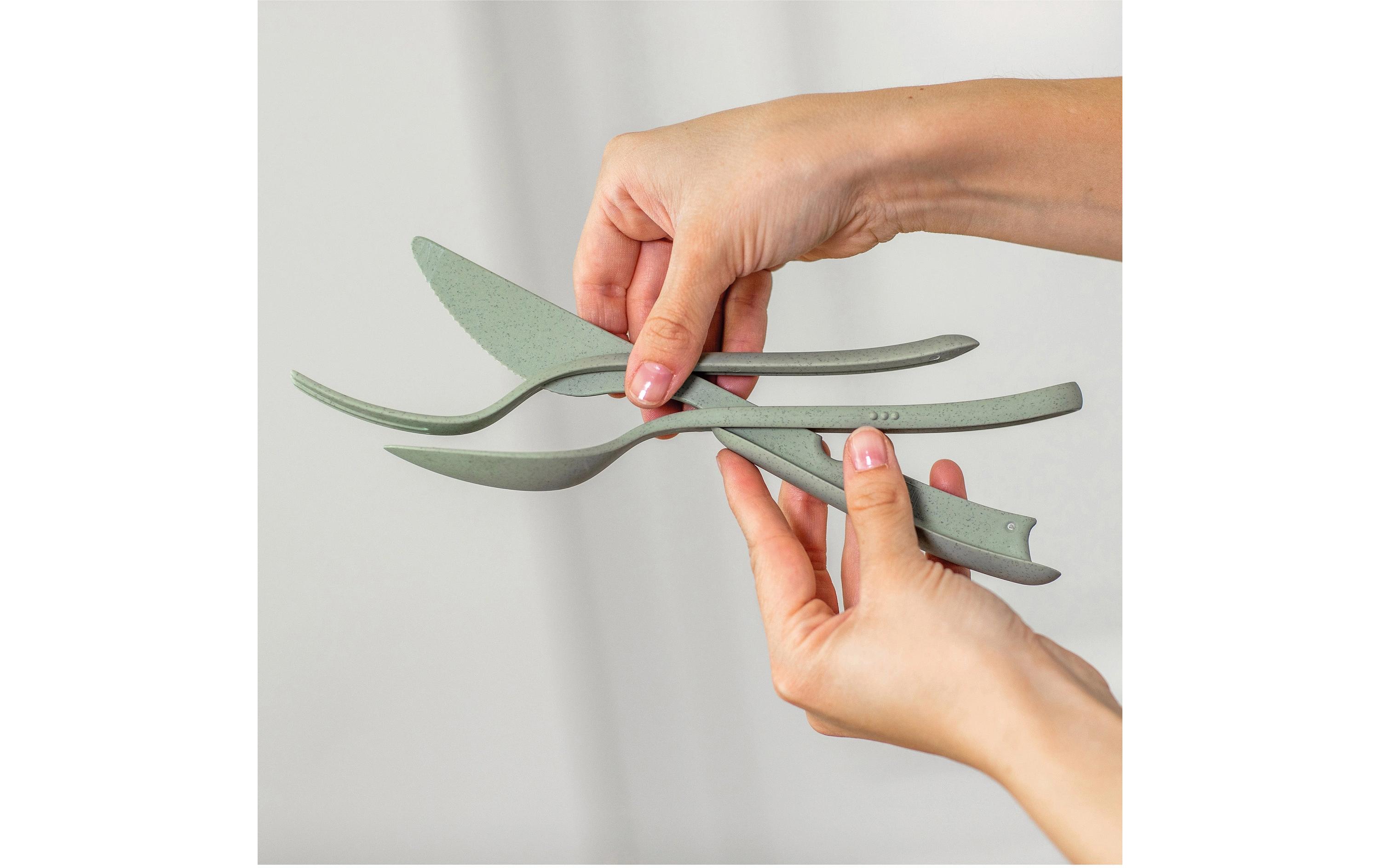 Koziol Besteck-Set to go Klikk 3-teilig, Leaf Green