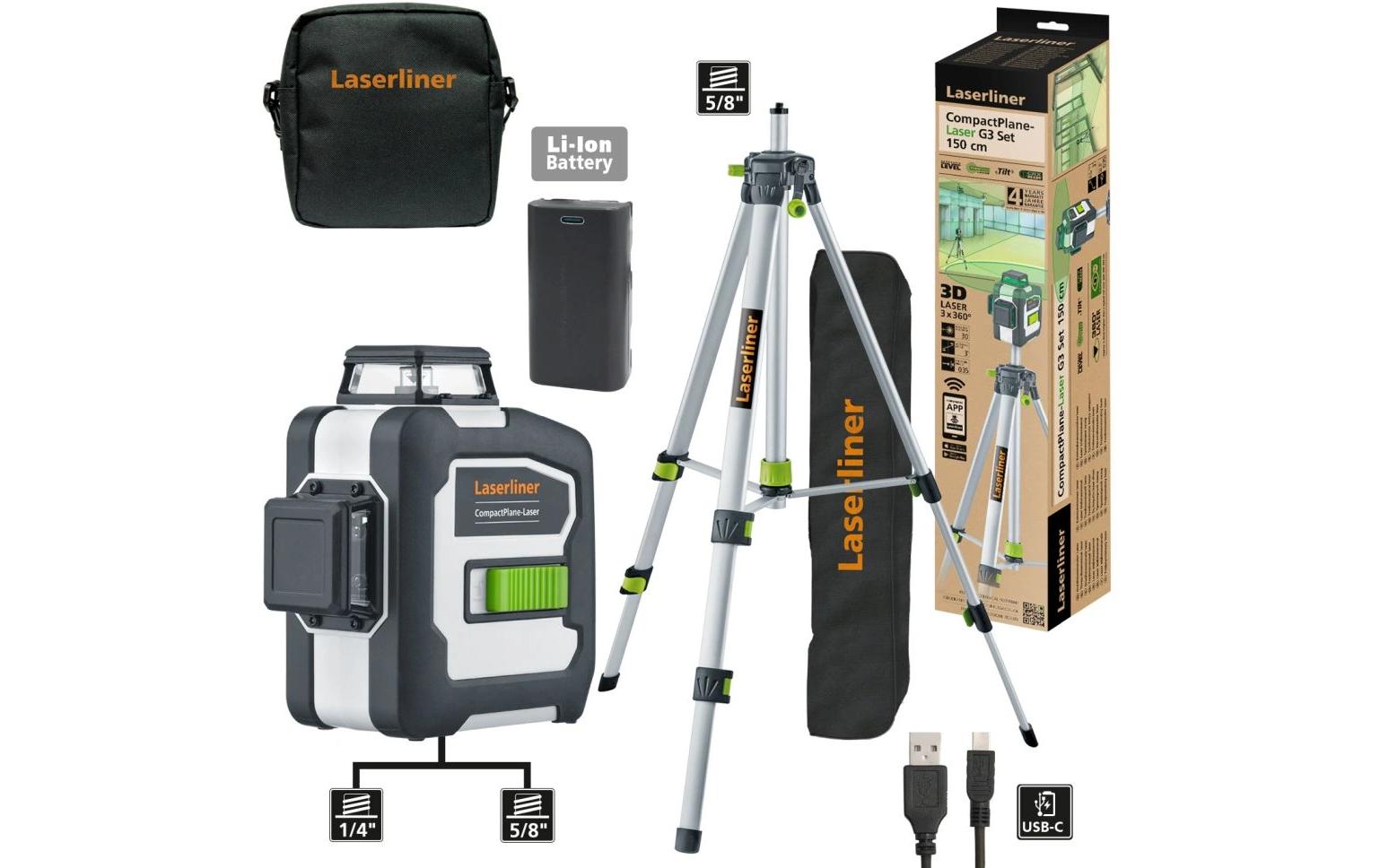 Laserliner Laser-Distanzmesser CompactPlane-Laser 3G Set 150 30 m