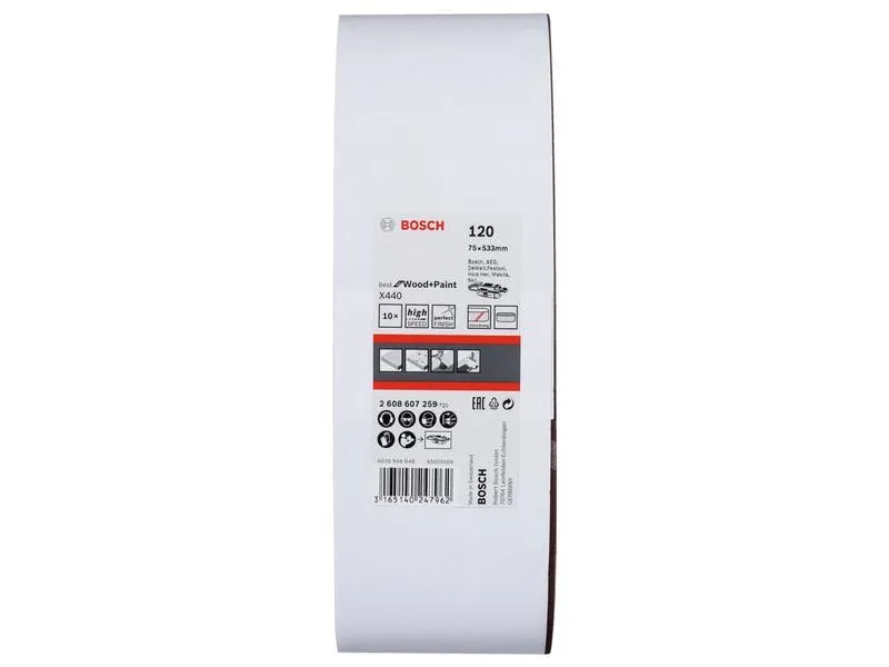 Bosch Professional Schleifband-Set X440 75 x 533 mm, K 120, 10-teilig