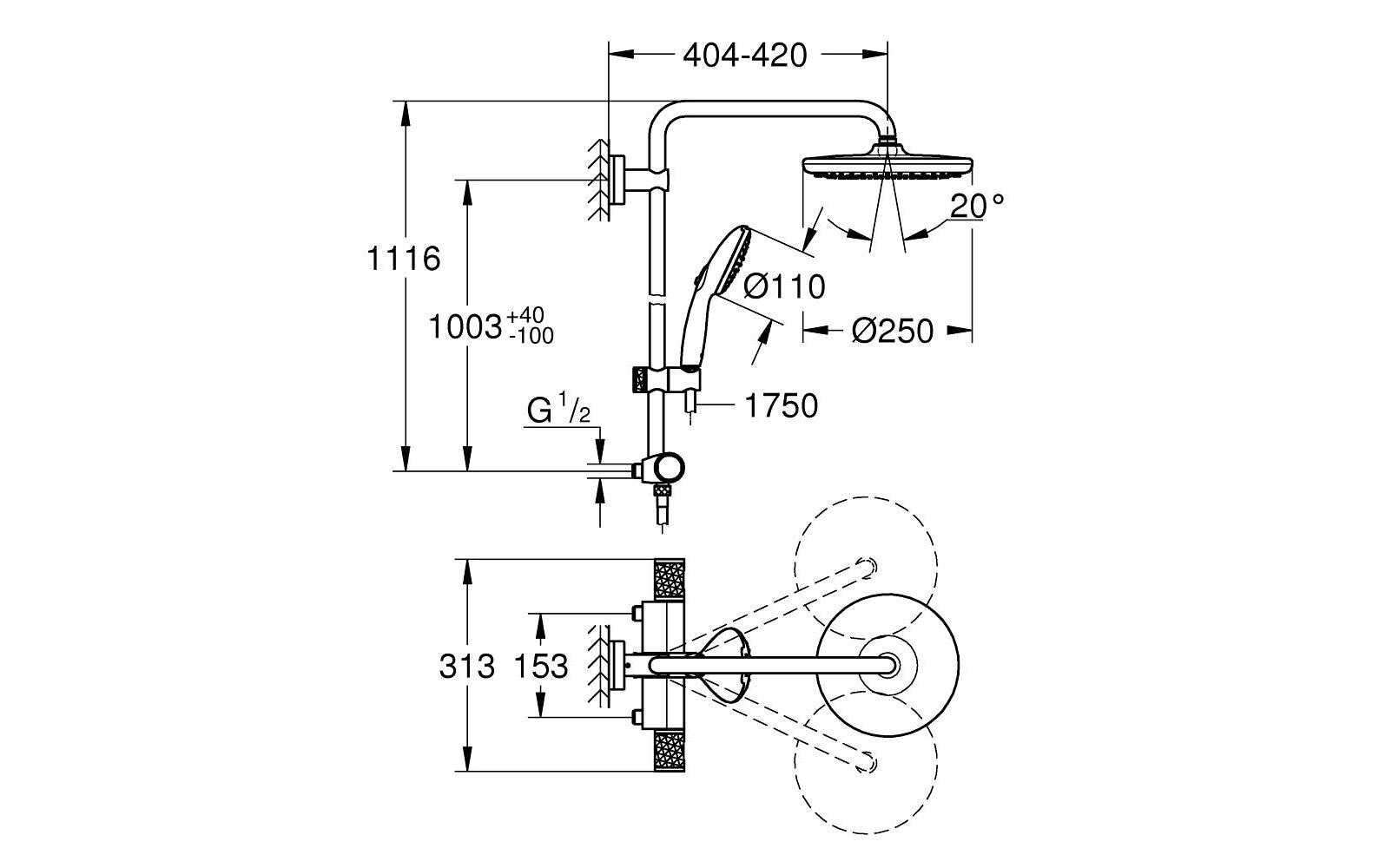 GROHE Duschsystem Vitalio Start System 250 GROHE Duschsystem Vitalio Start System 250