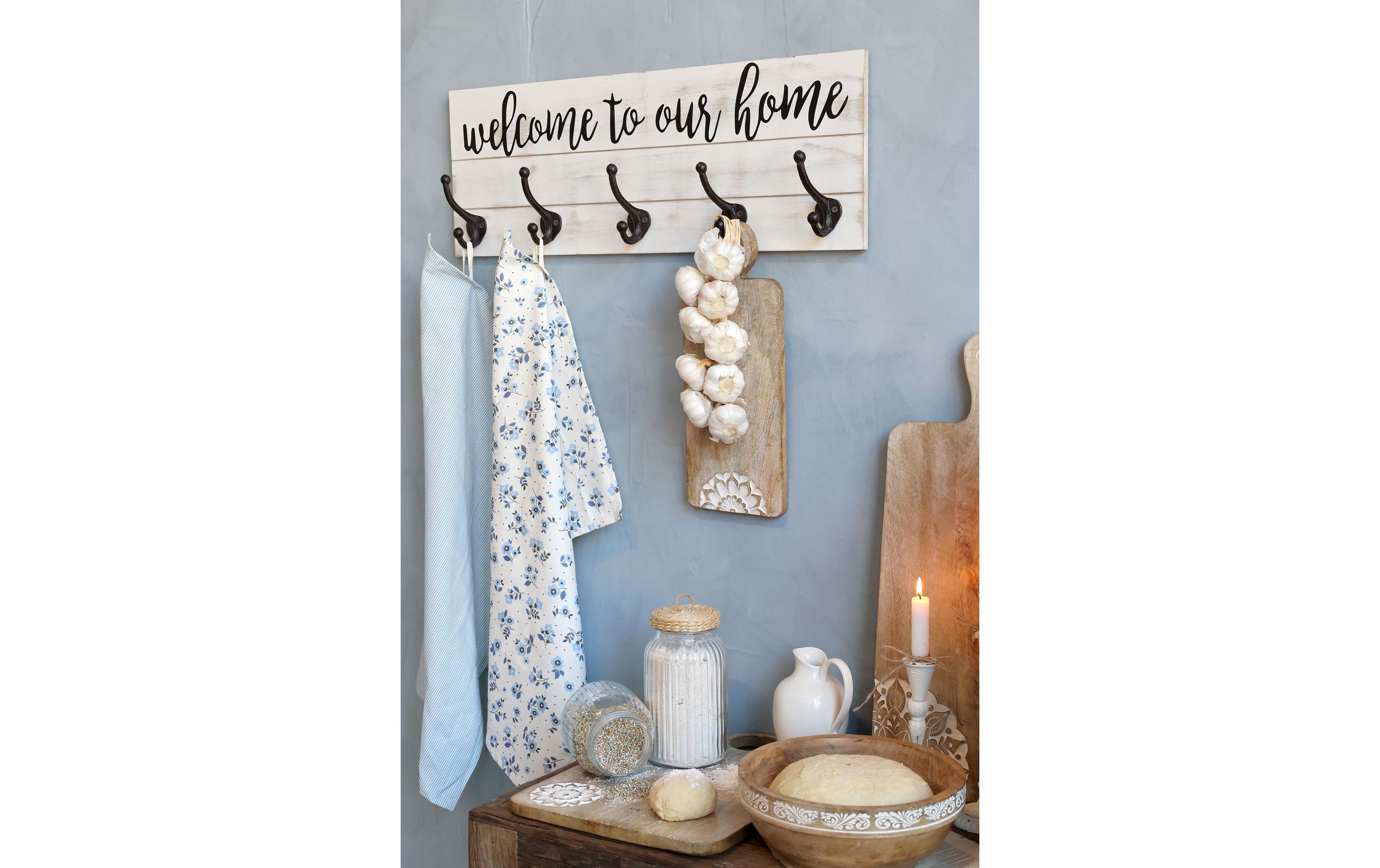 Chic Antique Wandhaken welcome to our home, Crème